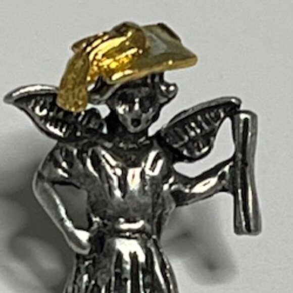 VTG Graduation Angel w/Diploma & Cap Pewter Lapel Vest Hat Pin .5"x.75" - Picture 4 of 13
